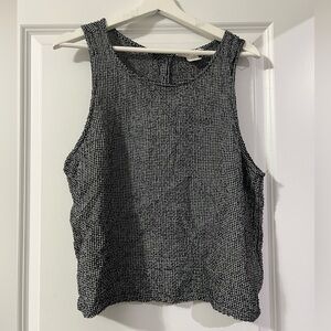 Black and white checkered linen tank top